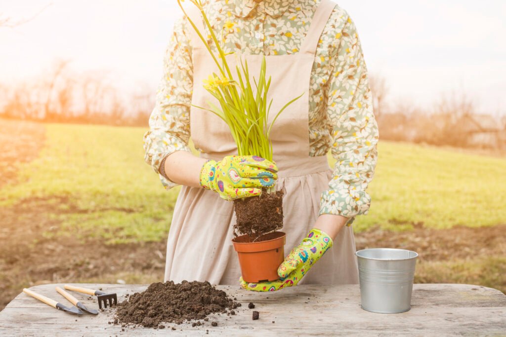 women planting in garden